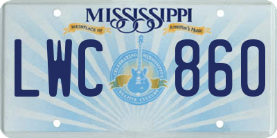 MS license plate LWC860