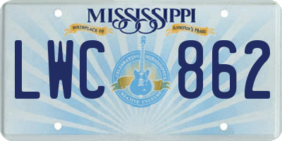 MS license plate LWC862