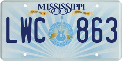 MS license plate LWC863