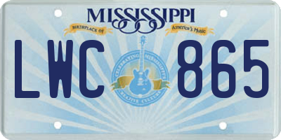 MS license plate LWC865