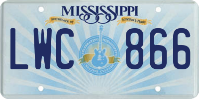 MS license plate LWC866