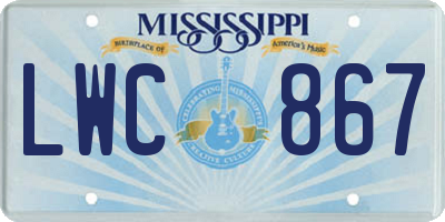 MS license plate LWC867