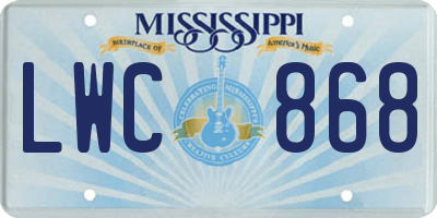 MS license plate LWC868