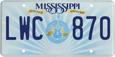 MS license plate LWC870