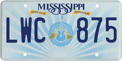 MS license plate LWC875