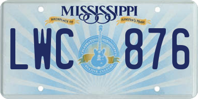 MS license plate LWC876