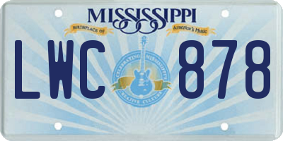 MS license plate LWC878