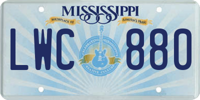 MS license plate LWC880