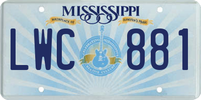 MS license plate LWC881