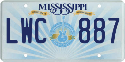 MS license plate LWC887
