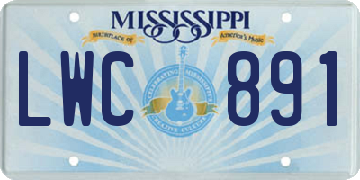 MS license plate LWC891