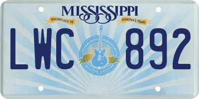 MS license plate LWC892