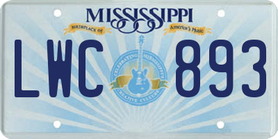 MS license plate LWC893