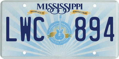 MS license plate LWC894