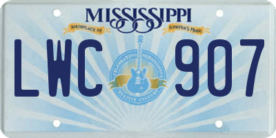 MS license plate LWC907