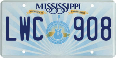 MS license plate LWC908