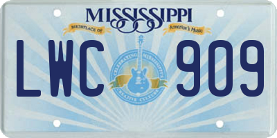 MS license plate LWC909