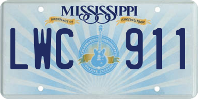 MS license plate LWC911