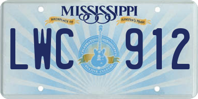 MS license plate LWC912