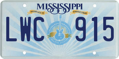 MS license plate LWC915