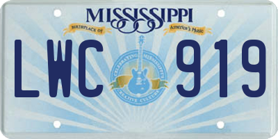 MS license plate LWC919