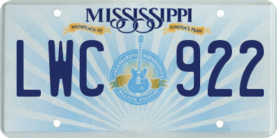 MS license plate LWC922