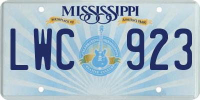 MS license plate LWC923