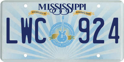 MS license plate LWC924