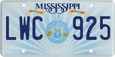 MS license plate LWC925