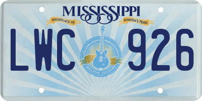 MS license plate LWC926