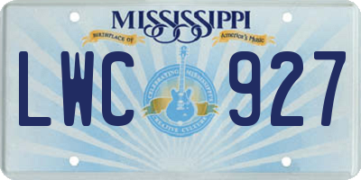 MS license plate LWC927