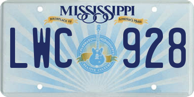 MS license plate LWC928