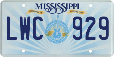 MS license plate LWC929
