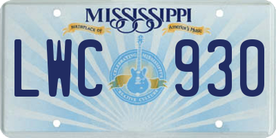 MS license plate LWC930
