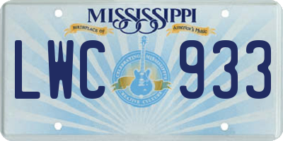 MS license plate LWC933