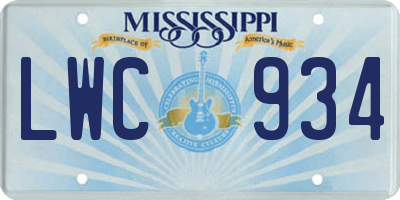 MS license plate LWC934