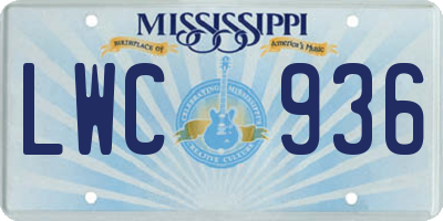 MS license plate LWC936