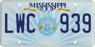 MS license plate LWC939