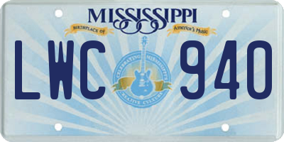 MS license plate LWC940