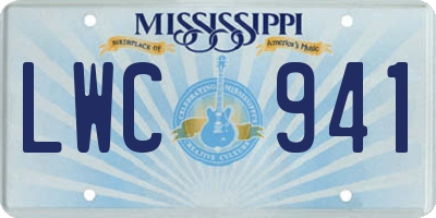 MS license plate LWC941