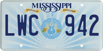 MS license plate LWC942