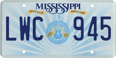 MS license plate LWC945