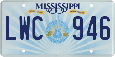 MS license plate LWC946