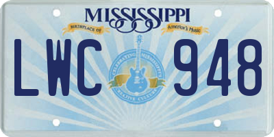 MS license plate LWC948