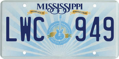 MS license plate LWC949