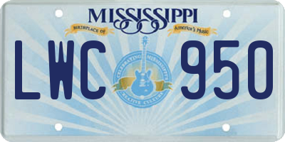 MS license plate LWC950