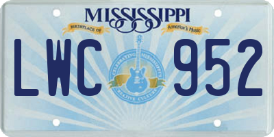 MS license plate LWC952