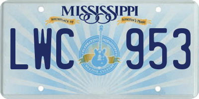 MS license plate LWC953