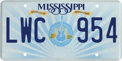 MS license plate LWC954