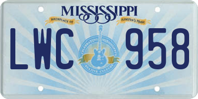 MS license plate LWC958